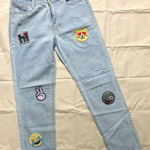 Gap patched regular denim girlfriend jeans